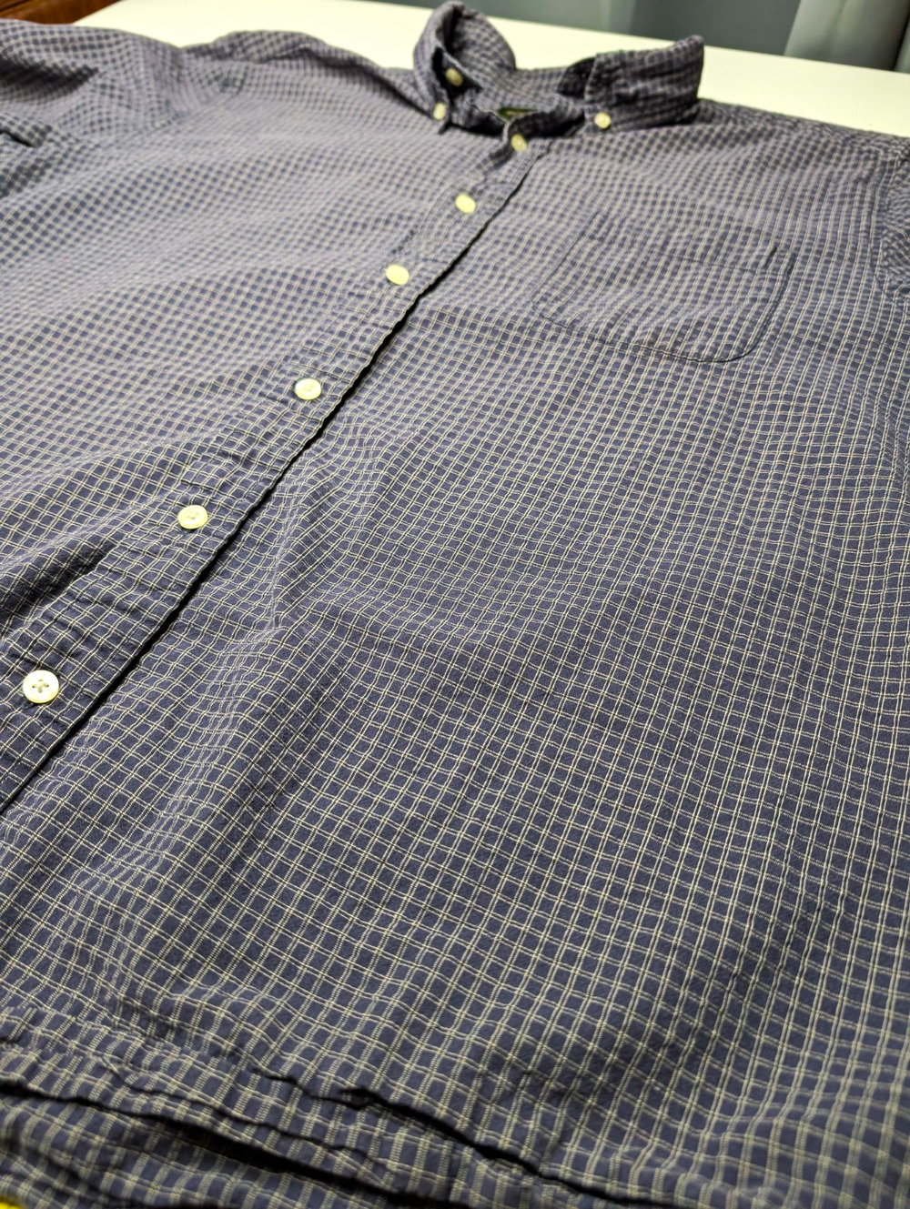 Eddie Bauer Men's XL Regular Blue Check Long Sleeve Button-Up Pockets